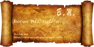 Boros Mátyás névjegykártya